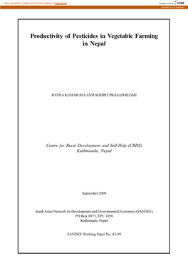 Productivity of Pesticides in Vegetable Farming in Nepal