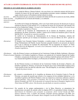 Acta De La Sesión Celebrada El Jueves Veintiséis De Marzo De Dos Mil Quince