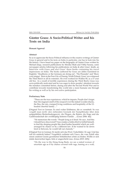 Günter Grass: a Socio-Political Writer and His Texts on India