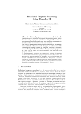 Relational Program Reasoning Using Compiler IR