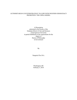 Authoritarian Counterstrategy to Cope with Western Democracy Promotion: the China Model