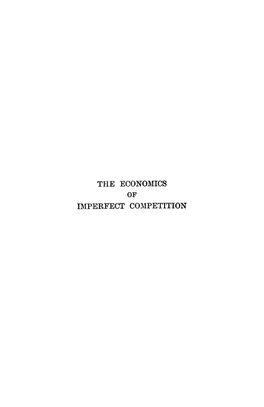 The Economics Imperfect Competition