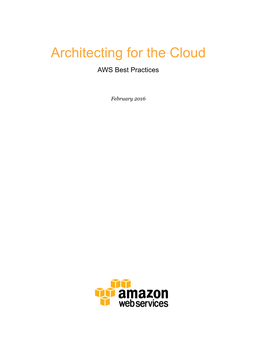 Architecting for the Cloud AWS Best Practices