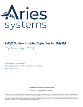 Latex Guide – Installed Style Files for EM/PM