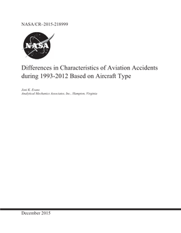 Differences in Characteristics of Aviation Accidents During 1993-2012 Based on Aircraft Type