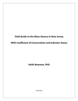 Field Guide to the Moss Genera in New Jersey by Keith Bowman