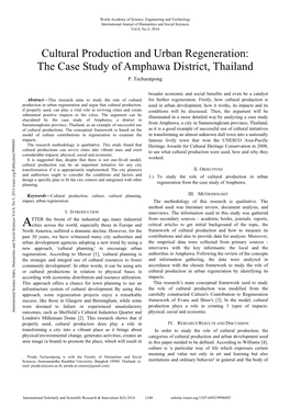 Cultural Production and Urban Regeneration: the Case Study of Amphawa District, Thailand P