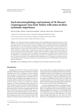 Seed Micromorphology and Anatomy of 36 Muscari (Asparagaceae) Taxa from Turkey with Notes on Their Systematic Importance