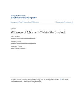 Whiteness of a Name: Is “White” the Baseline? John L