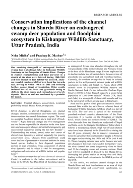 Conservation Implications of the Channel Changes in Sharda River