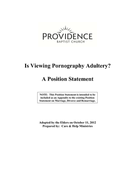 Is Viewing Pornography Adultery?