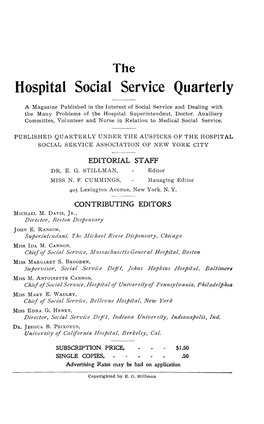 Hospital Social Service Quarterly