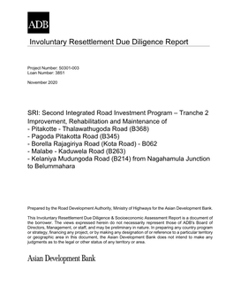 Involuntary Resettlement Due Diligence Report