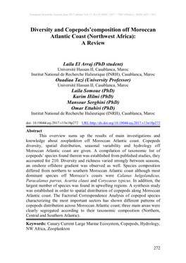 Diversity and Copepods'composition Off