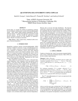 QUANTIFYING EEG SYNCHRONY USING COPULAS Satish G