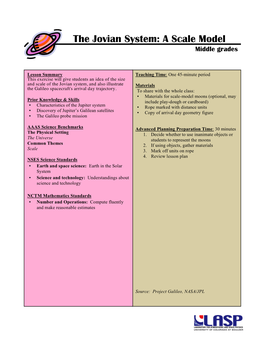 The Jovian System: a Scale Model Middle Grades