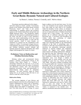 Early and Middle Holocene Archaeology in the Northern Great Basin: Dynamic Natural and Cultural Ecologies