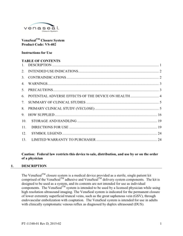 Venaseal Closure System Product Code: VS-402