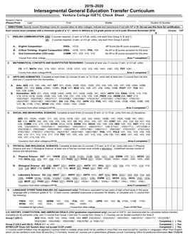 Intersegmental General Education Transfer Curriculum