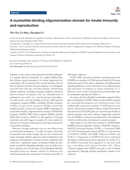 A Nucleotide-Binding Oligomerization Domain for Innate Immunity and Reproduction