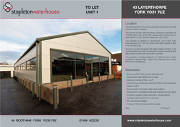 43 Layerthorpe York Yo31 7Uz to LET UNIT 1