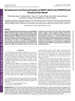 (Mdr1a/B) CRISPR/Cas9 Knockout Rat Model