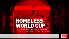 2021, 2022, 2023 and 2024 EDITIONS REQUEST for EXPRESSION of INTEREST Homelessness to Play Football