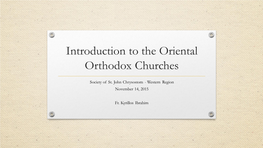 Introduction to the Oriental Orthodox Churches