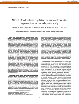 Altered Blood Volume Regulation in Sustained Essential Hypertension: a Hemodynamic Study