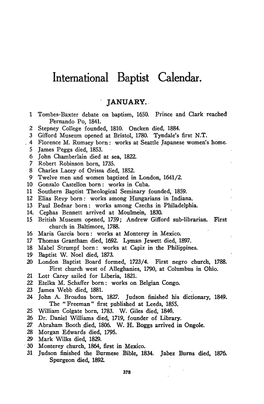International Baptist Calendar