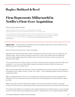 Firm Represents Millarworld in Netflix's First-Ever Acquisition