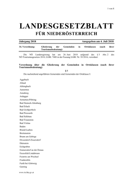 Landesgesetzblatt Für Niederösterreich