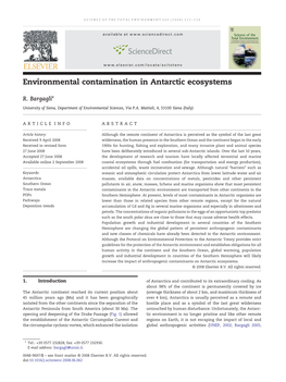 Environmental Contamination in Antarctic Ecosystems