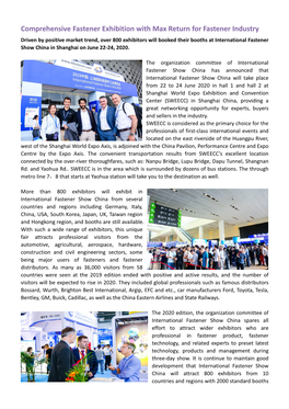 Comprehensive Fastener Exhibition with Max Return for Fastener Industry