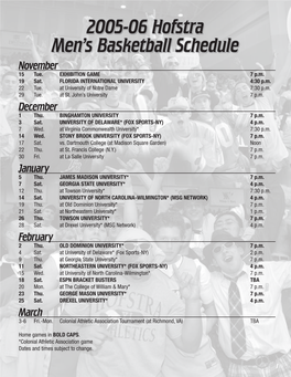 2005-06 Hofstra Men's Basketball Schedule