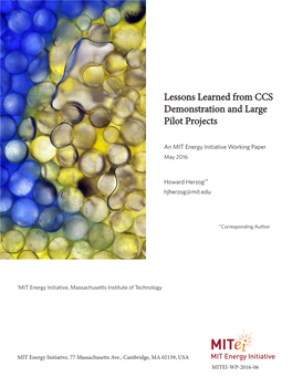 Lessons Learned from CCS Demonstration and Large Pilot Projects