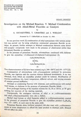 Investigations on the Michael Reaction. V. Michael Condensation with Alkali-Metal Fluorides As Catalysts by A