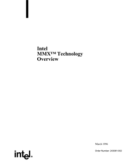 Intel MMX™ Technology Overview