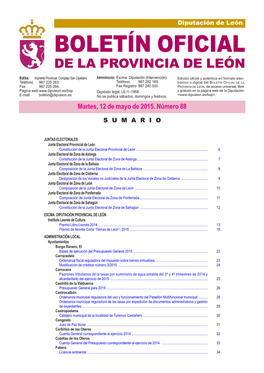 BOLETÍN OFICIAL DE LA PROVINCIA DE LEÓN Edita: Imprenta Provincial