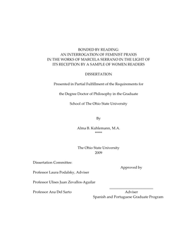 Bonded by Reading: an Interrogation of Feminist Praxis in the Works of Marcela Serrano in the Light of Its Reception by a Sample of Women Readers