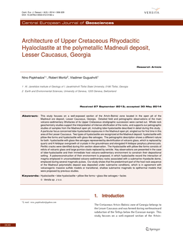 Architecture of Upper Cretaceous Rhyodacitic Hyaloclastite at the Polymetallic Madneuli Deposit, Lesser Caucasus, Georgia