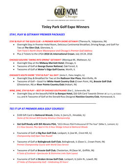 Tinley Park Golf Expo Winners