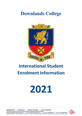 Downlands College International Student Enrolment Information