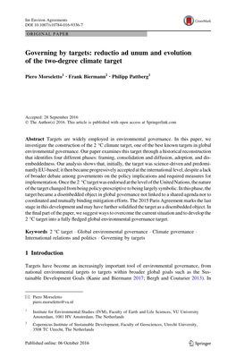 Reductio Ad Unum and Evolution of the Two-Degree Climate Target