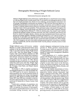 Demographic Monitoring of Wright Fishhook Cactus RONALD J