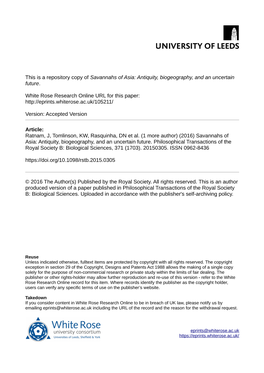 Savannahs of Asia: Antiquity, Biogeography, and an Uncertain Future