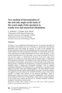 New Method of Determination of the Tool Rake Angle on the Basis of the Crack Angle of the Specimen in Tensile Tests and Numerical Simulations L