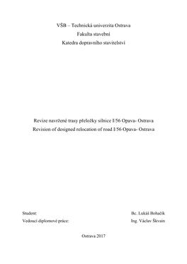 VŠB – Technická Univerzita Ostrava Fakulta Stavební Katedra Dopravního Stavitelství