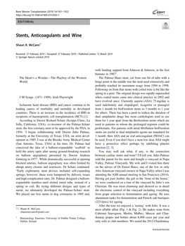 Stents, Anticoagulants and Wine