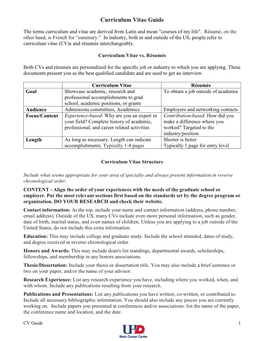 Curriculum Vitae Guide